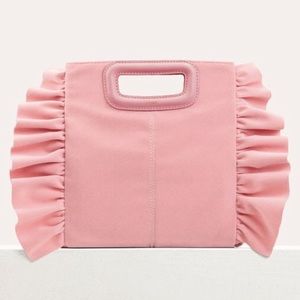 New Maje pink Mruffle velvet M ruffle bag